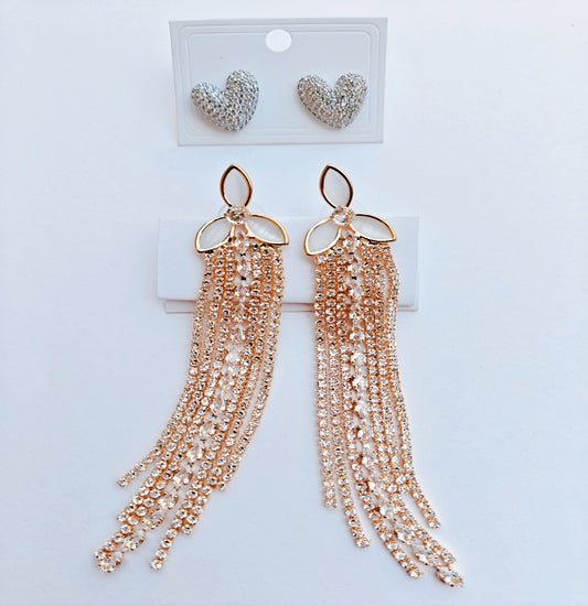 Silver Heart Studs + Floral Cascade Dangler