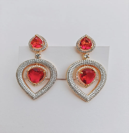Red Teardrop Glam Earrings