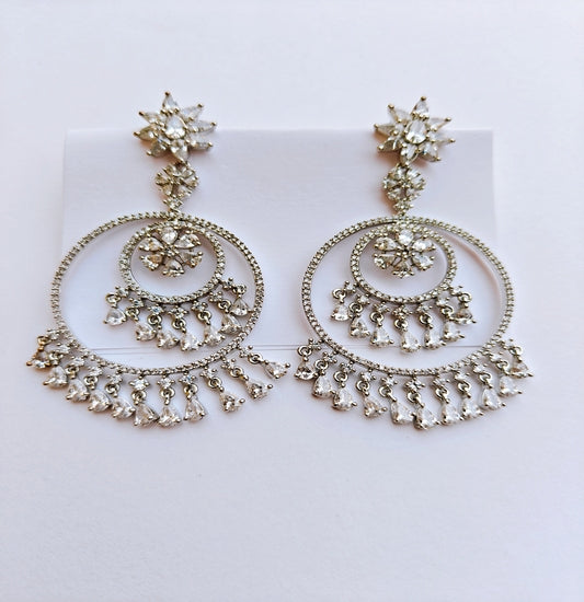 Silver Chandelier Floral Earrings