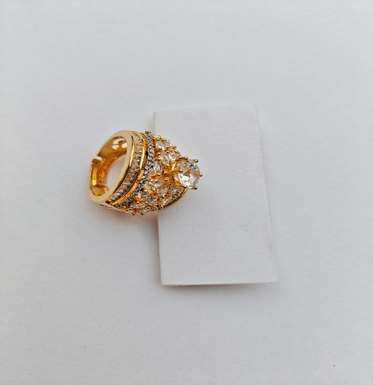 Regal Radiance Gold-toned American Diamond Ring