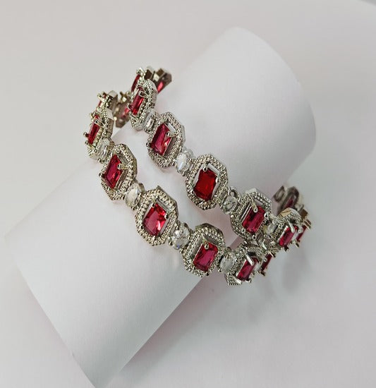 Graceful Vintage Bangles with Red Stones