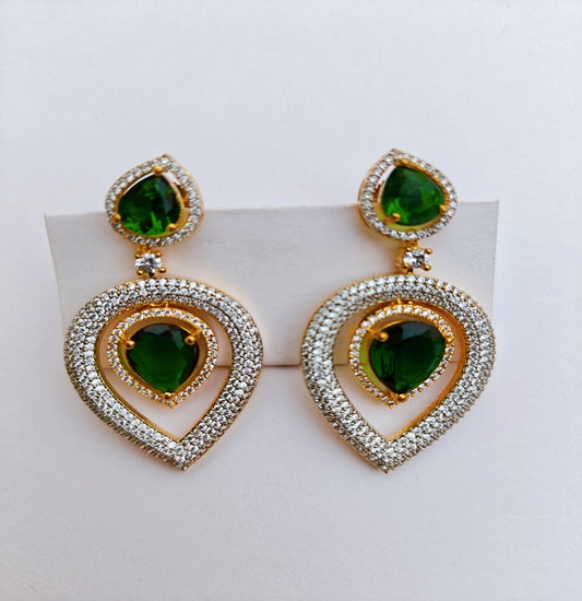 Green Teardrop Glam Earrings