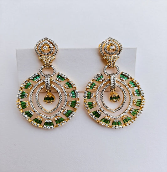 Emerald Halo – Triple Oval Drop Earrings with Diamond Accents