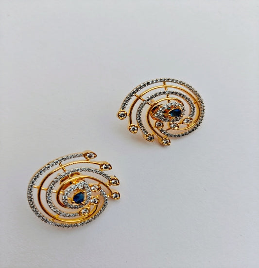 Blue Spiral Statement Earrings