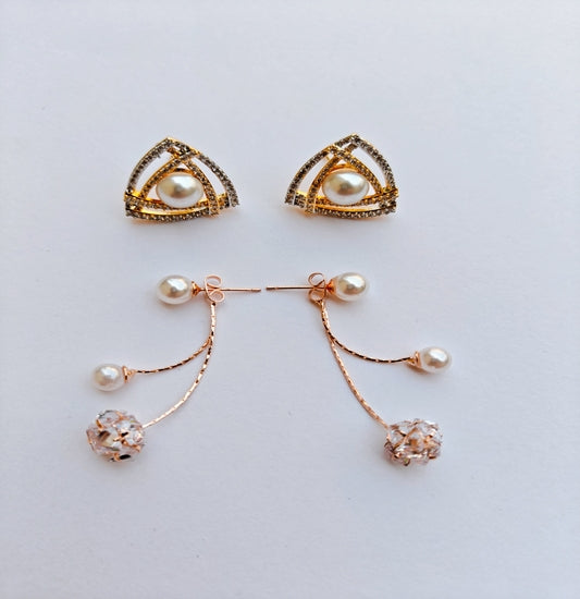 Pearl Triangle Studs + Artistic Pearl Dangler