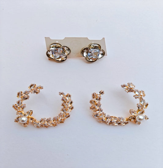 Clover Studs + Pearl Leaf Hoops
