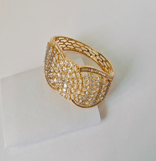 Designer Golden American Diamond Bracelet | Bridal & Party Wear