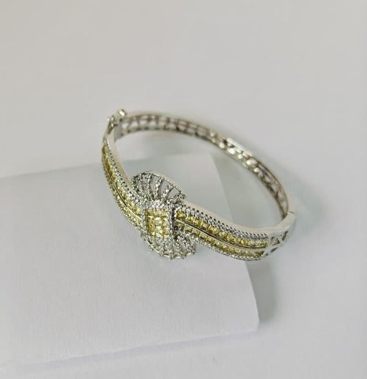Premium Silver-Gold Dual tone American Diamond Bracelet | Elegant Party & Wedding Wear