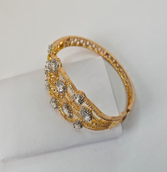Premium Designer Elegant Gold toned American Diamond Bracelet