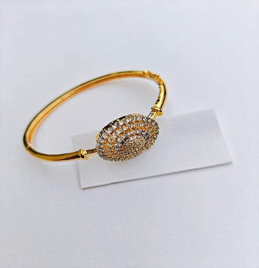 Dazzling Circular Charm Gold-toned American Diamond Bracelet