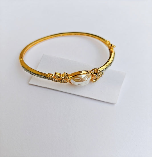 Eternal Grace Pearl Gold-toned American Diamond Bracelet