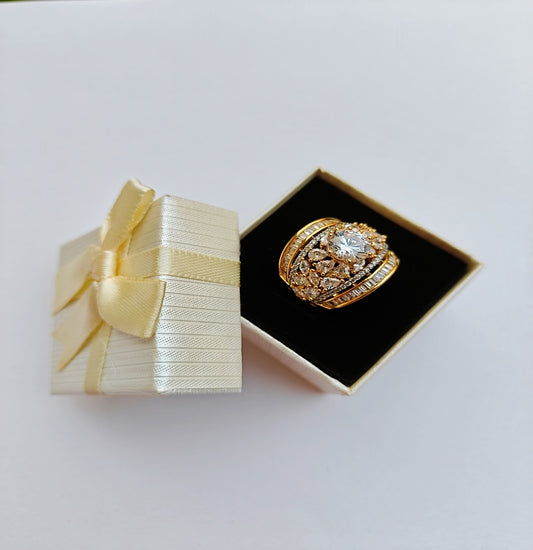 Regal Radiance Gold-toned American Diamond Ring