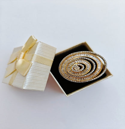 Luxe Orbit Gold-toned American Diamond Ring