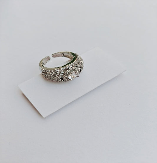 Exquisite American Diamond Ring with Dome Design & Central Sparkle