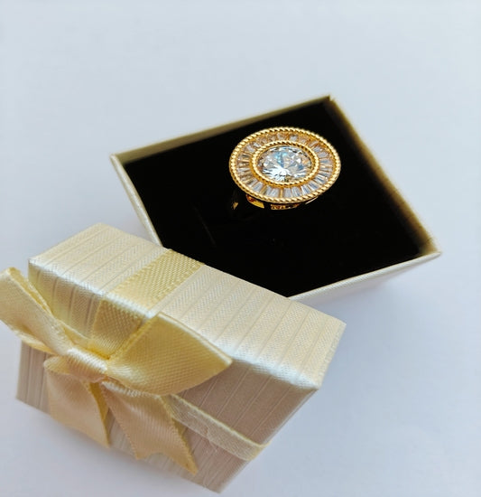 Ornate Gold-toned American Diamond Ring