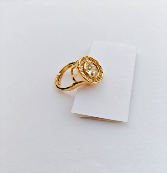 Ornate Gold-toned American Diamond Ring
